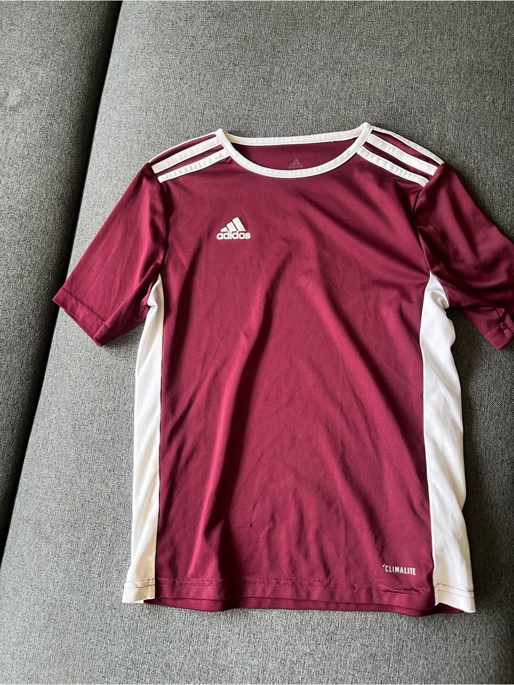 Adidas Youth M Maroon White Climalite Soccer Jersey